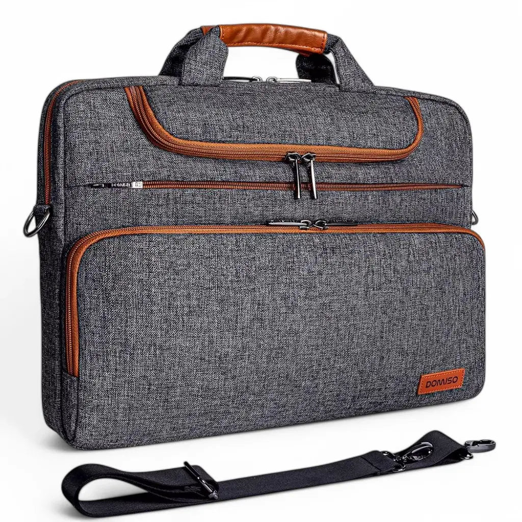 Laptoptasche Herren 16 Zoll – Graues Modell mit Cognac-Akzenten, wasserabweisend, Business Aktentasche