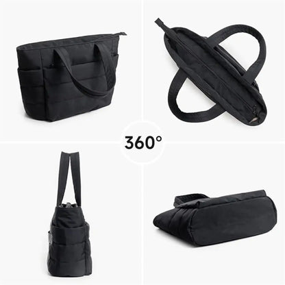 Puffer Tote Bag Schwarz – Leichtgewichtige, Trendige Umhängetasche für Damen