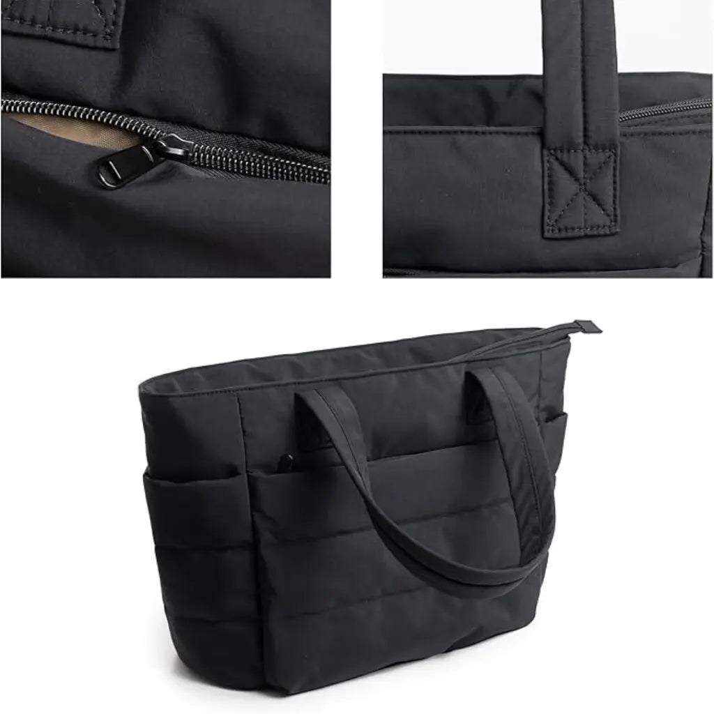 Puffer Tote Bag Schwarz – Leichtgewichtige, Trendige Umhängetasche für Damen