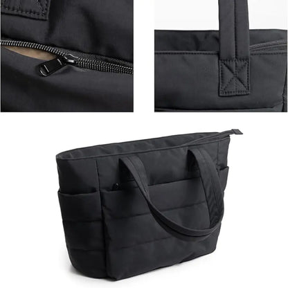 Puffer Tote Bag Schwarz – Leichtgewichtige, Trendige Umhängetasche für Damen