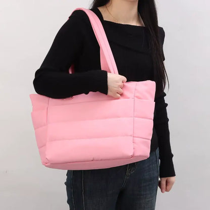 Puffer Tote Bag Schwarz – Leichtgewichtige, Trendige Umhängetasche für Damen