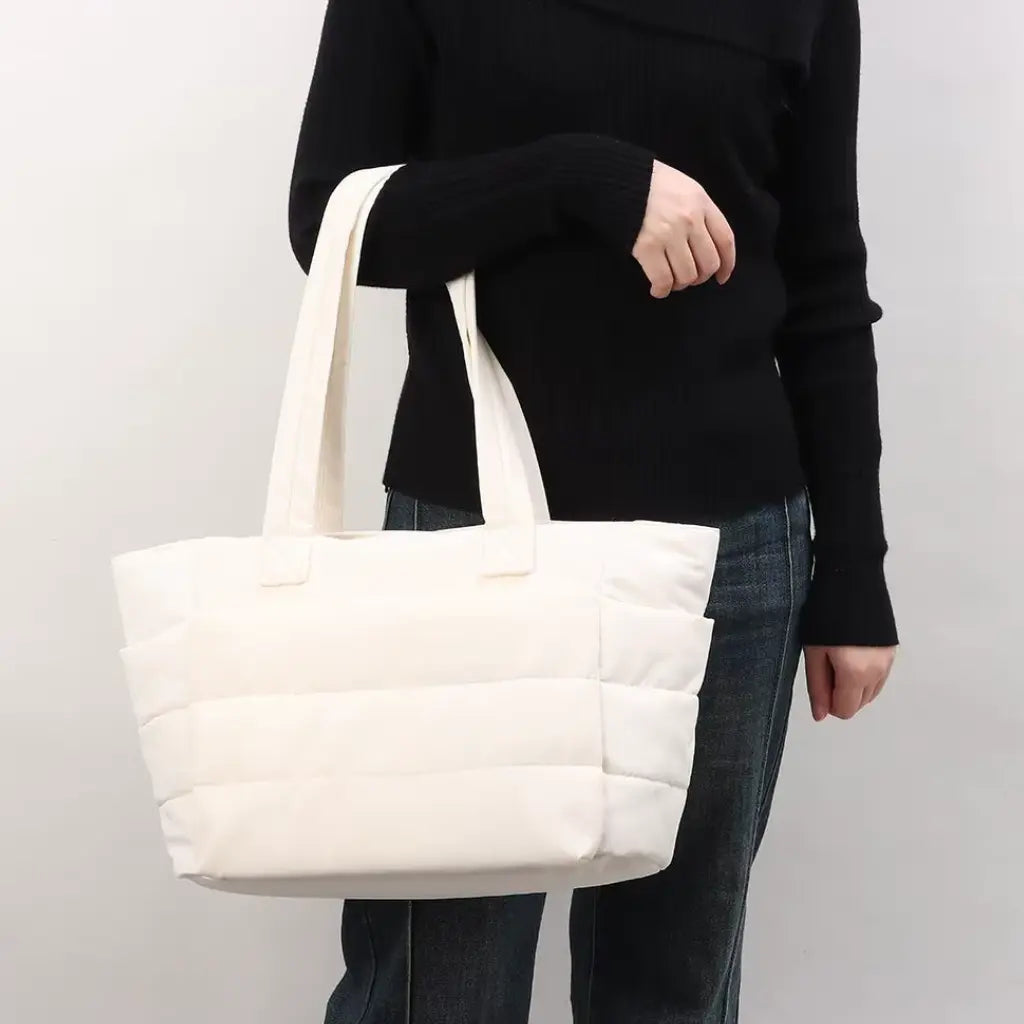 Puffer Tote Bag Schwarz – Leichtgewichtige, Trendige Umhängetasche für Damen
