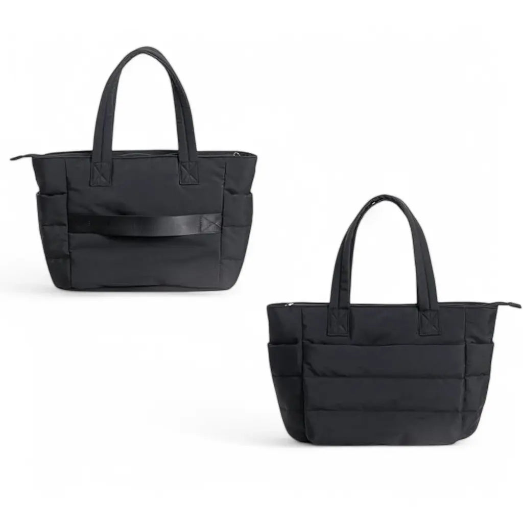 Puffer Tote Bag Schwarz – Leichtgewichtige, Trendige Umhängetasche für Damen
