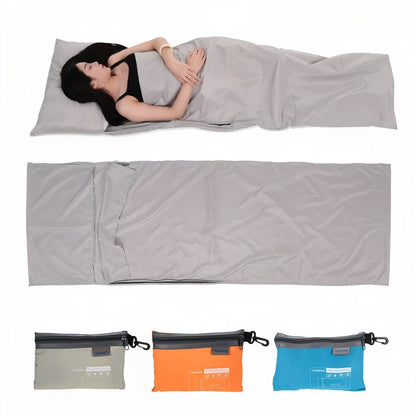 Ultraleichter Schlafsack-Inlett mit Kissenfach – Atmungsaktiv, schnelltrocknend & kompakt für Reisen & Camping