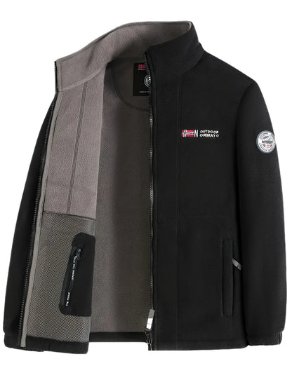 Outdoor Fleecejacke Herren – Warme Übergangsjacke mit Stehkragen & Reißverschlusstaschen