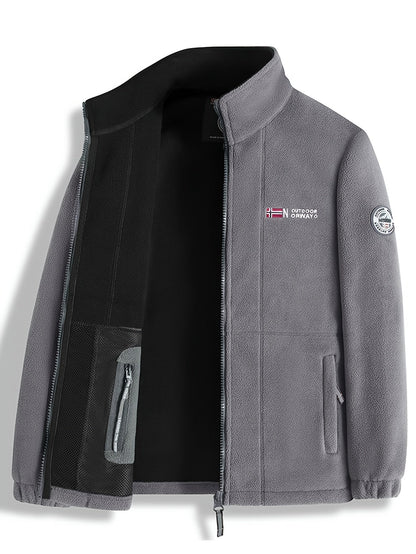 Outdoor Fleecejacke Herren – Warme Übergangsjacke mit Stehkragen & Reißverschlusstaschen