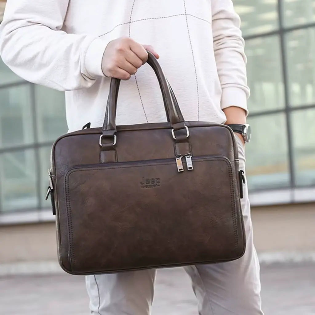 Laptoptasche Herren 14 Zoll Leder – Business Aktentasche Echtleder Vintage Braun