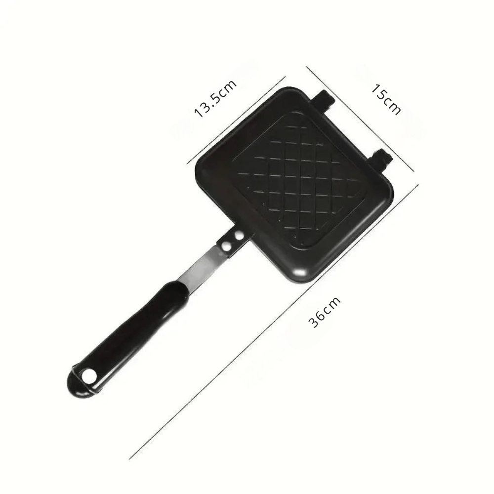 Dubbelzijdige Grillpfanne mit Antihaftbeschichtung – Ideal für Tostis, Paninis & Sandwiches – Geeignet für Gas- und Campingkochen – Kompakt & Tragbar