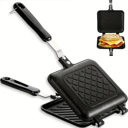 Dubbelzijdige Grillpfanne mit Antihaftbeschichtung – Ideal für Tostis, Paninis & Sandwiches – Geeignet für Gas- und Campingkochen – Kompakt & Tragbar