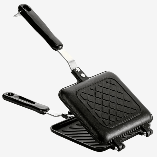 Dubbelzijdige Grillpfanne mit Antihaftbeschichtung – Ideal für Tostis, Paninis & Sandwiches – Geeignet für Gas- und Campingkochen – Kompakt & Tragbar