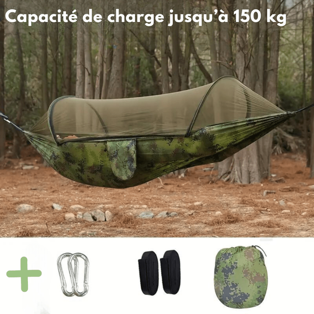 Outdoor-Hängematte mit integriertem Mückennetz – leicht, robust & kompakt für Camping & Trekking