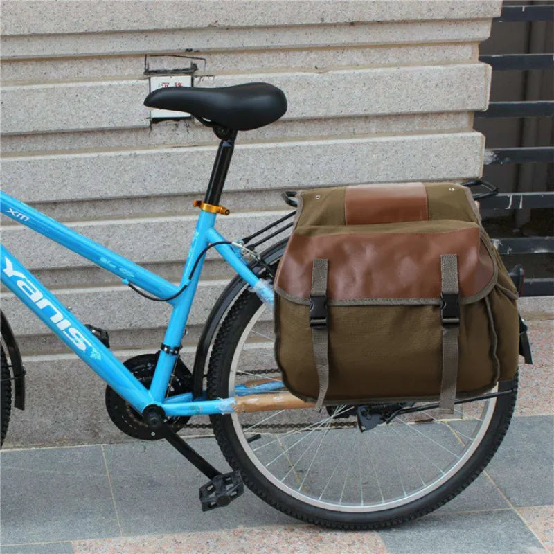 Wasserdichte Fahrradtasche aus Canvas – Doppelte Seitentaschen mit viel Stauraum