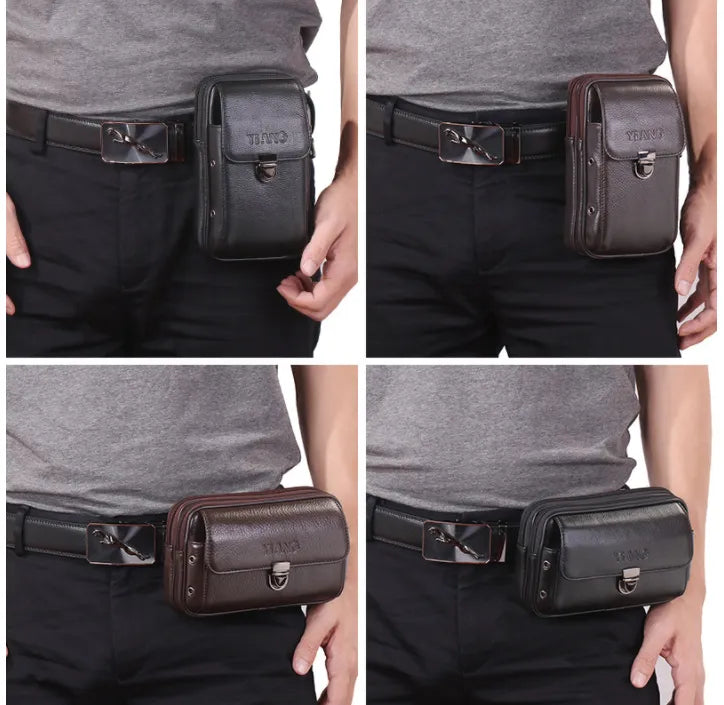 Leder Gürteltasche für Herren – Kompakte und Stilvolle Bauchtasche mit Reißverschlussfächern