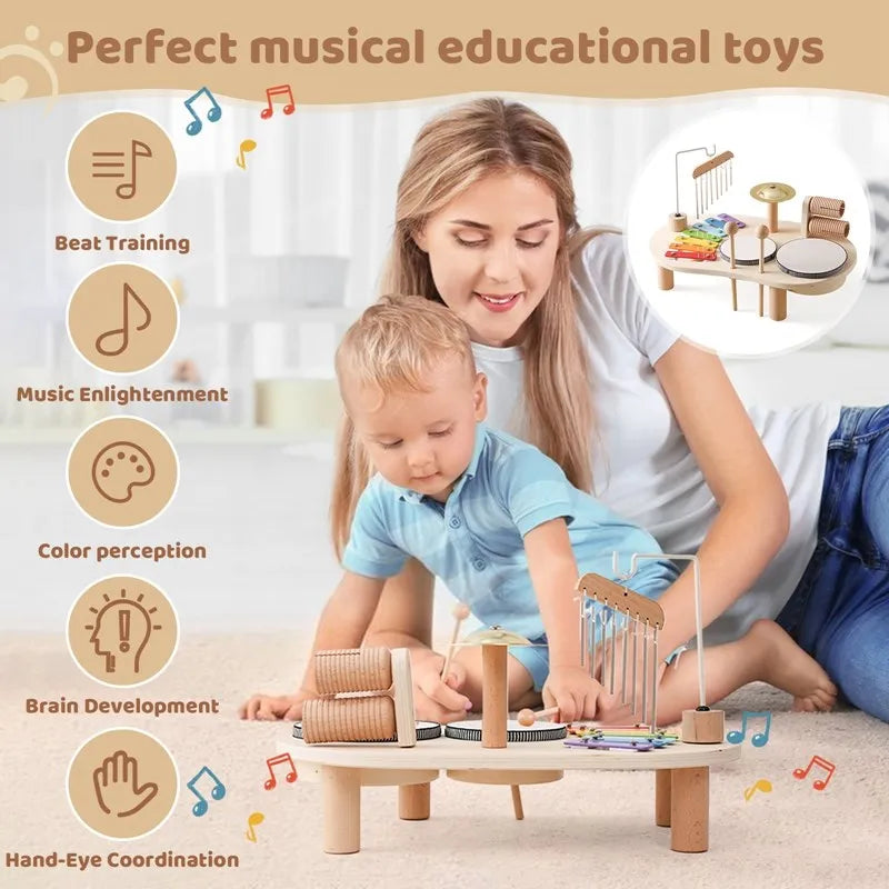 Kinder Schlagzeug Set – Buntes Lernspielzeug für Jungen & Mädchen ab 1 Jahr – Fördert Kreativität & Feinmotorik – Interaktive Trommel mit Lichteffekten