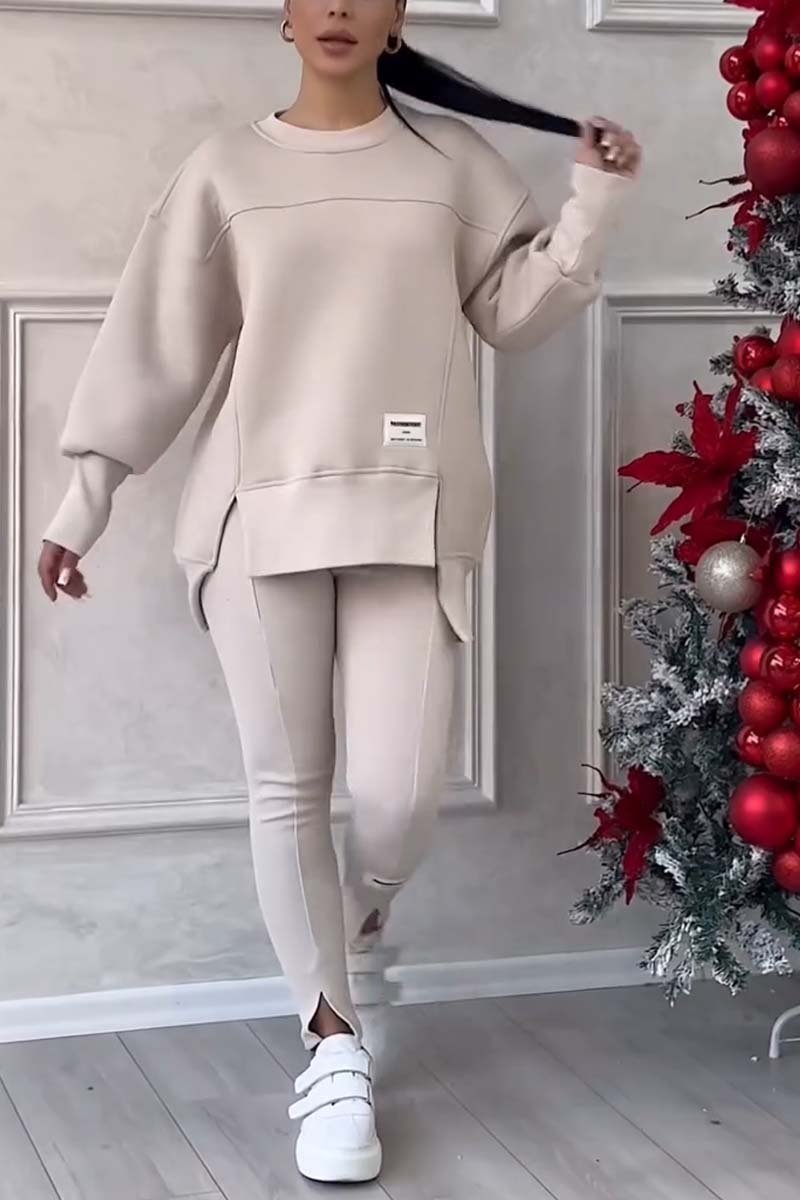 Oversize Damen Lounge Set – Bequemes 2-teiliges Outfit mit Pullover & Hose