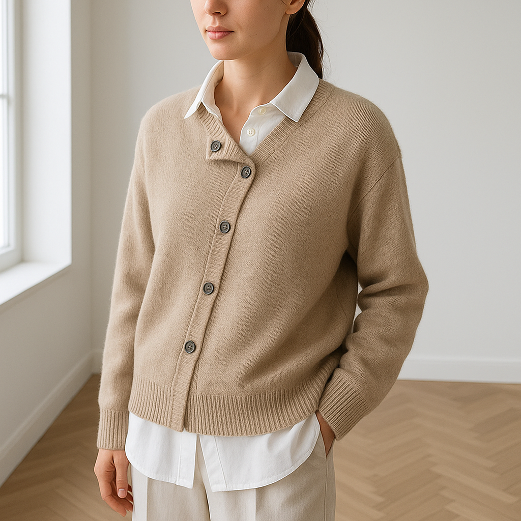 Damen Strickjacke mit Knöpfen – Klassischer Cardigan für Alltag & Büro