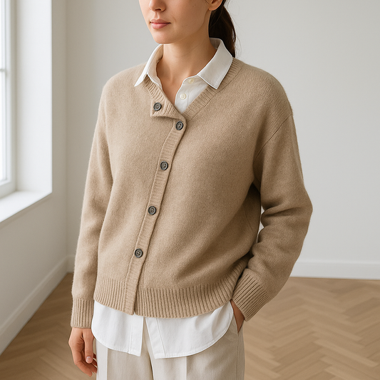 Damen Strickjacke mit Knöpfen – Klassischer Cardigan für Alltag & Büro