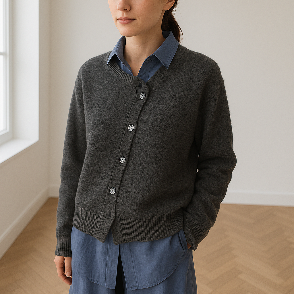 Damen Strickjacke mit Knöpfen – Klassischer Cardigan für Alltag & Büro