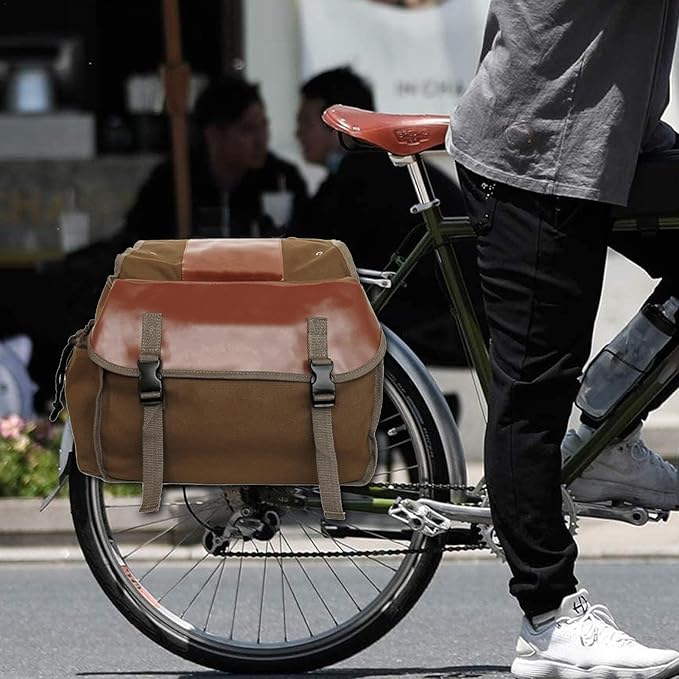 Wasserdichte Fahrradtasche aus Canvas – Doppelte Seitentaschen mit viel Stauraum