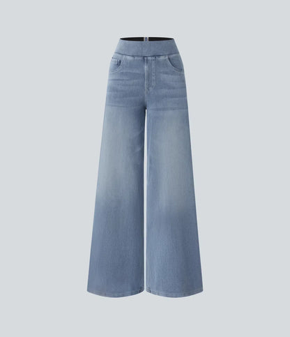 Damen Wide Leg Jeans – Bequeme Schlaghose mit Hoher Taille