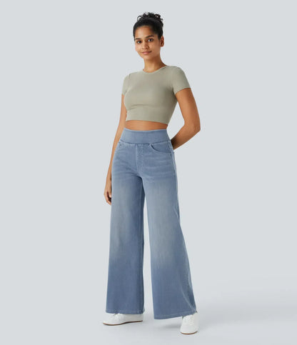 Damen Wide Leg Jeans – Bequeme Schlaghose mit Hoher Taille