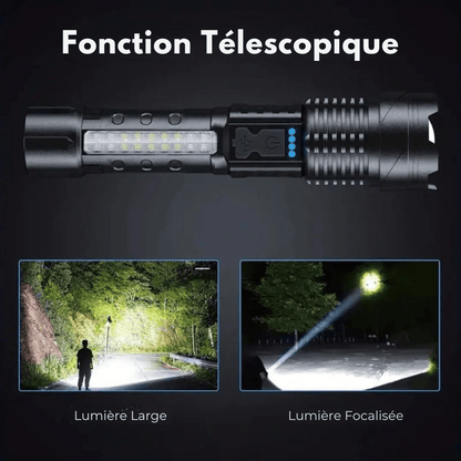 Taktische LED-Taschenlampe – Wiederaufladbar, Wasserfest, 7 Lichtmodi, Zoomfunktion