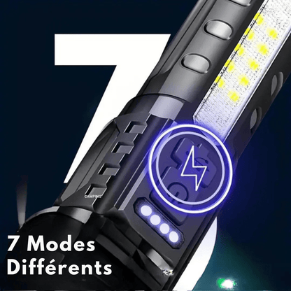 Taktische LED-Taschenlampe – Wiederaufladbar, Wasserfest, 7 Lichtmodi, Zoomfunktion