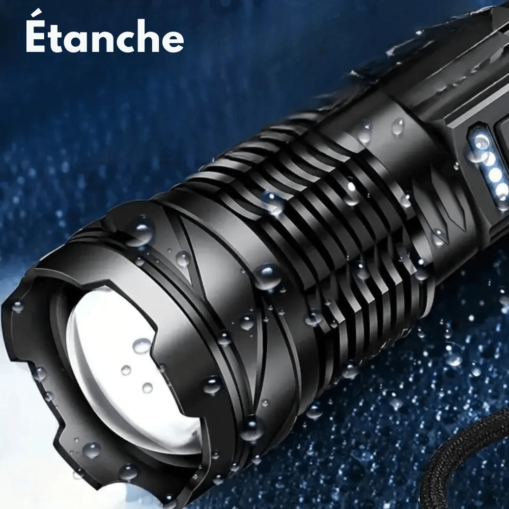 Taktische LED-Taschenlampe – Wiederaufladbar, Wasserfest, 7 Lichtmodi, Zoomfunktion
