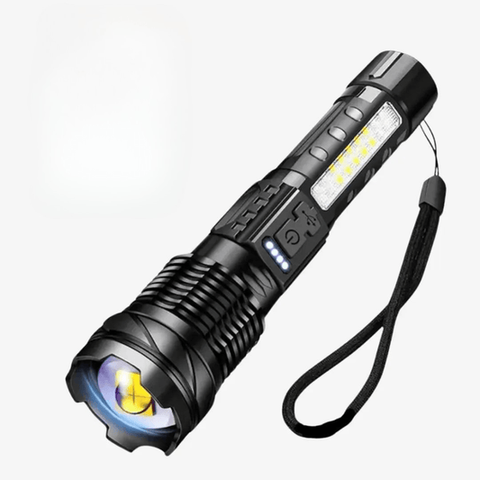 Taktische LED-Taschenlampe – Wiederaufladbar, Wasserfest, 7 Lichtmodi, Zoomfunktion