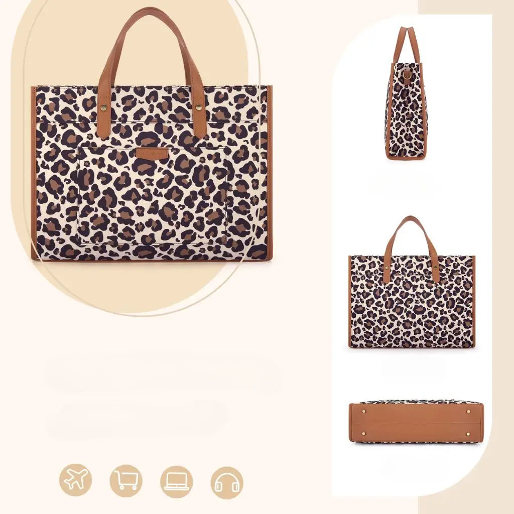 Laptoptasche 15,6 Zoll mit Leopardenmuster – Stilvolle Leopard Print Notebook Tasche für Arbeit & Studium