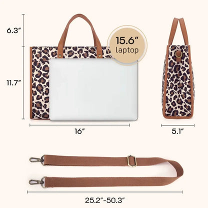 Laptoptasche 15,6 Zoll mit Leopardenmuster – Stilvolle Leopard Print Notebook Tasche für Arbeit & Studium