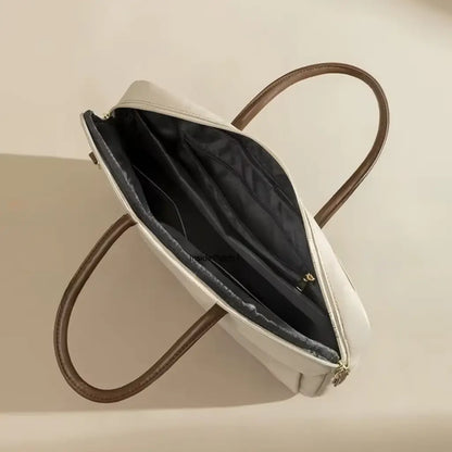 Beige Laptoptasche für Damen – Elegant, wasserabweisend & 16" kompatibel