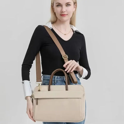 Beige Laptoptasche für Damen – Elegant, wasserabweisend & 16" kompatibel