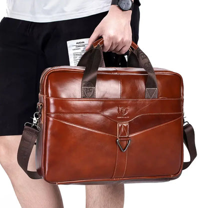 Braune Leder Aktentasche – Klassisch & Geräumig für Business & Studium