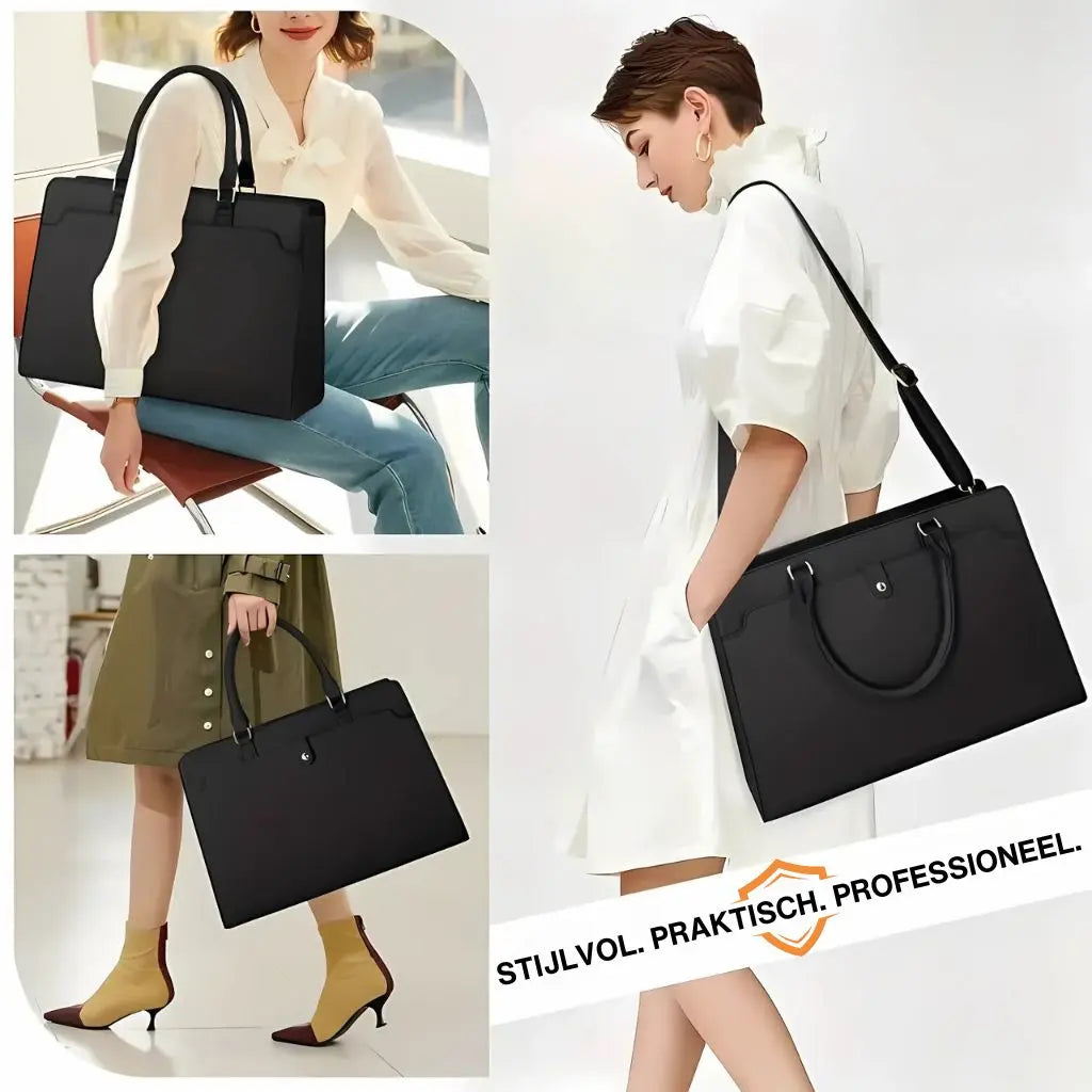 Elegante Laptoptasche Damen 15,6 Zoll Schwarz – Wasserabweisend, Business & Alltagstauglich