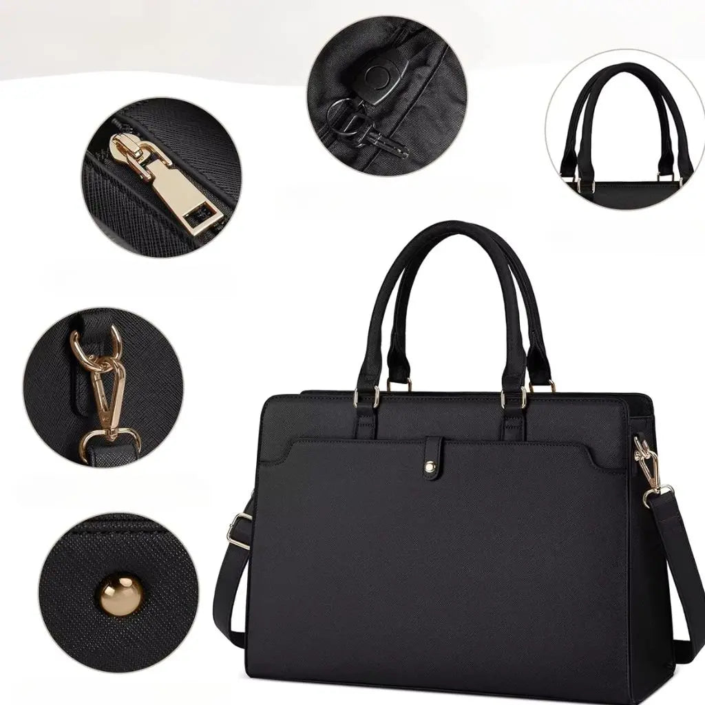 Elegante Laptoptasche Damen 15,6 Zoll Schwarz – Wasserabweisend, Business & Alltagstauglich