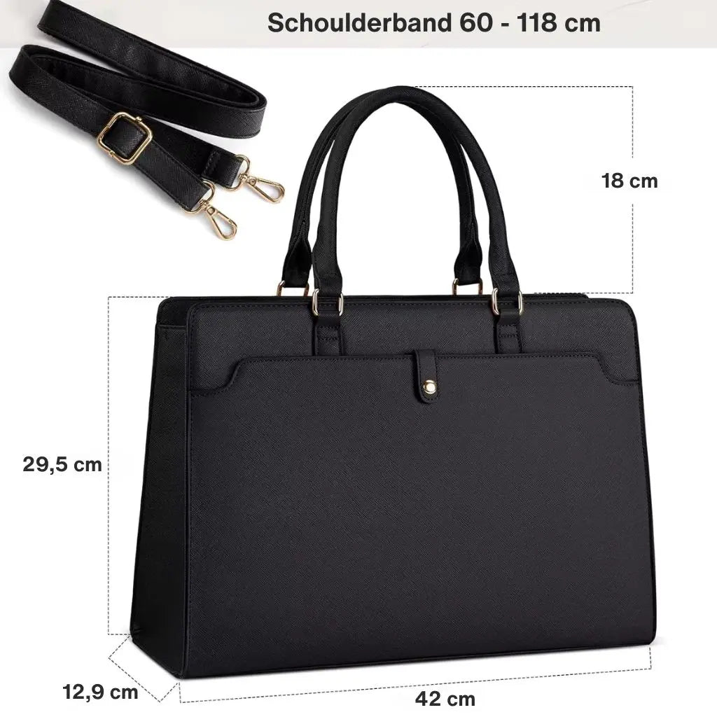 Elegante Laptoptasche Damen 15,6 Zoll Schwarz – Wasserabweisend, Business & Alltagstauglich