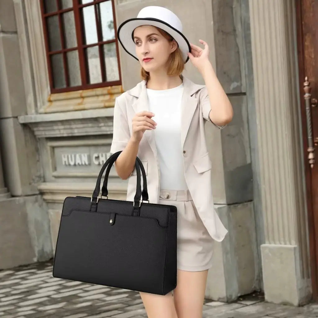 Elegante Laptoptasche Damen 15,6 Zoll Schwarz – Wasserabweisend, Business & Alltagstauglich