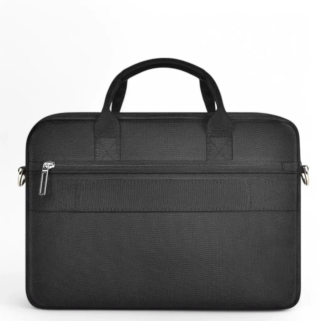 Elegante schwarze Laptoptasche aus hochwertigem Leder für Damen – passend für 13-14 Zoll Laptops, wasserabweisend, mit praktischer Innenaufteilung und abnehmbarem Schultergurt