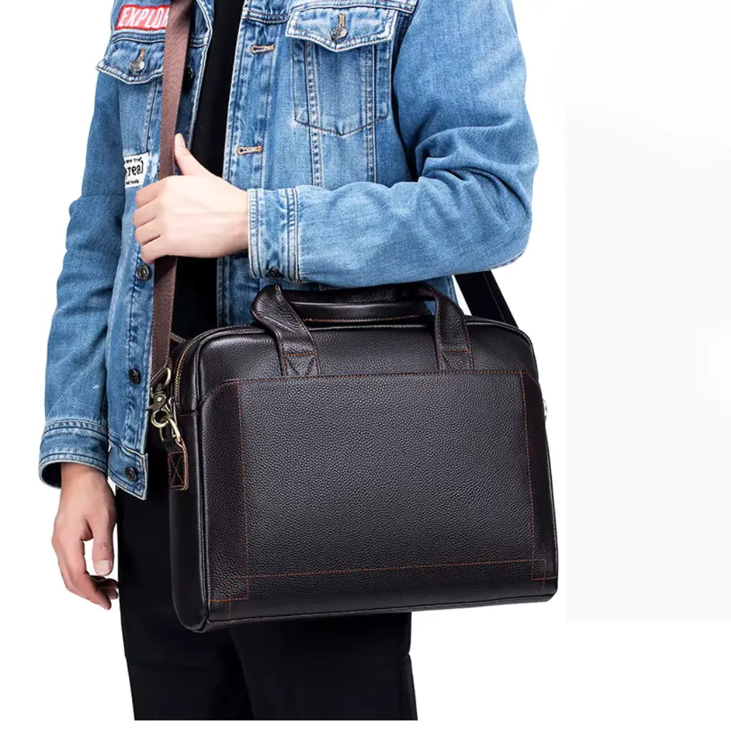 Dunkelbraune Laptoptasche aus echtem Leder – Stilvoll, langlebig & funktional