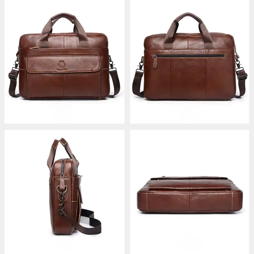 Leder-Laptoptasche für Herren 15 Zoll – Handgefertigte Premium-Aktentasche aus echtem Leder