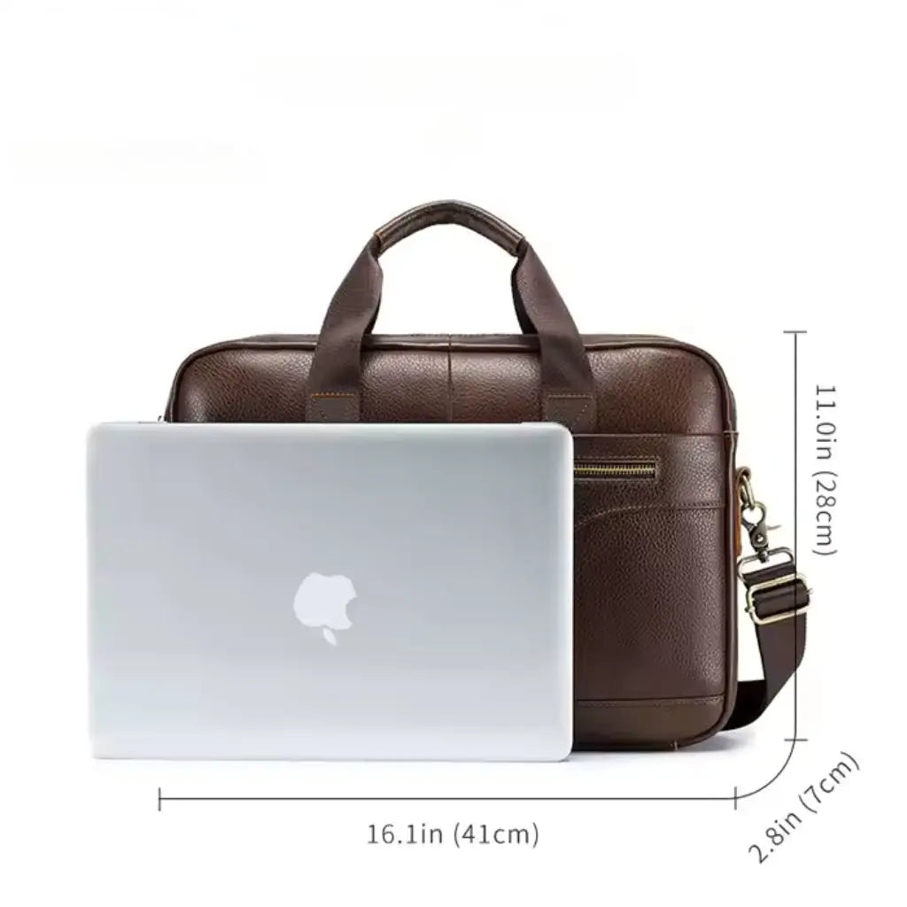 Laptoptasche Leder Herren 16 Zoll – Klassische braune Business-Notebook Tasche mit echtem Leder & optimaler Schutz