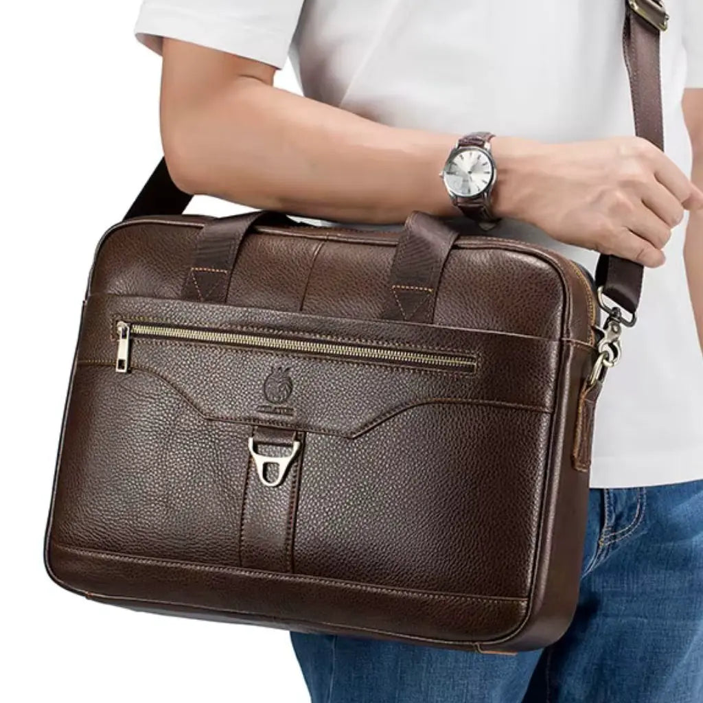 Laptoptasche Leder Herren 16 Zoll – Klassische braune Business-Notebook Tasche mit echtem Leder & optimaler Schutz