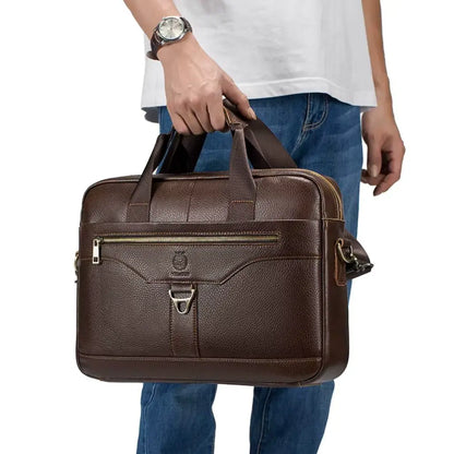 Laptoptasche Leder Herren 16 Zoll – Klassische braune Business-Notebook Tasche mit echtem Leder & optimaler Schutz