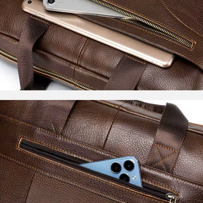 Laptoptasche Leder Herren 16 Zoll – Klassische braune Business-Notebook Tasche mit echtem Leder & optimaler Schutz