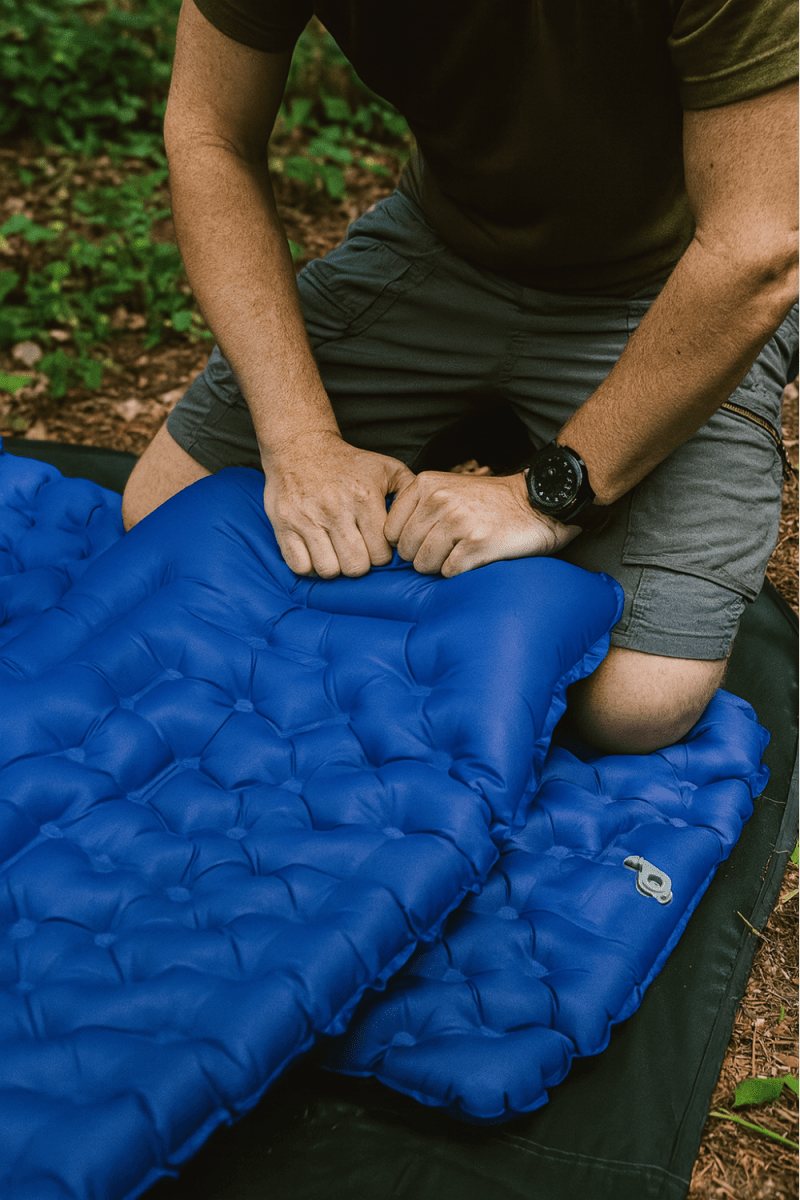 Aufblasbares Luftbett mit integriertem Kissen – Leicht & komfortabel für Camping, Festivals & Reisen