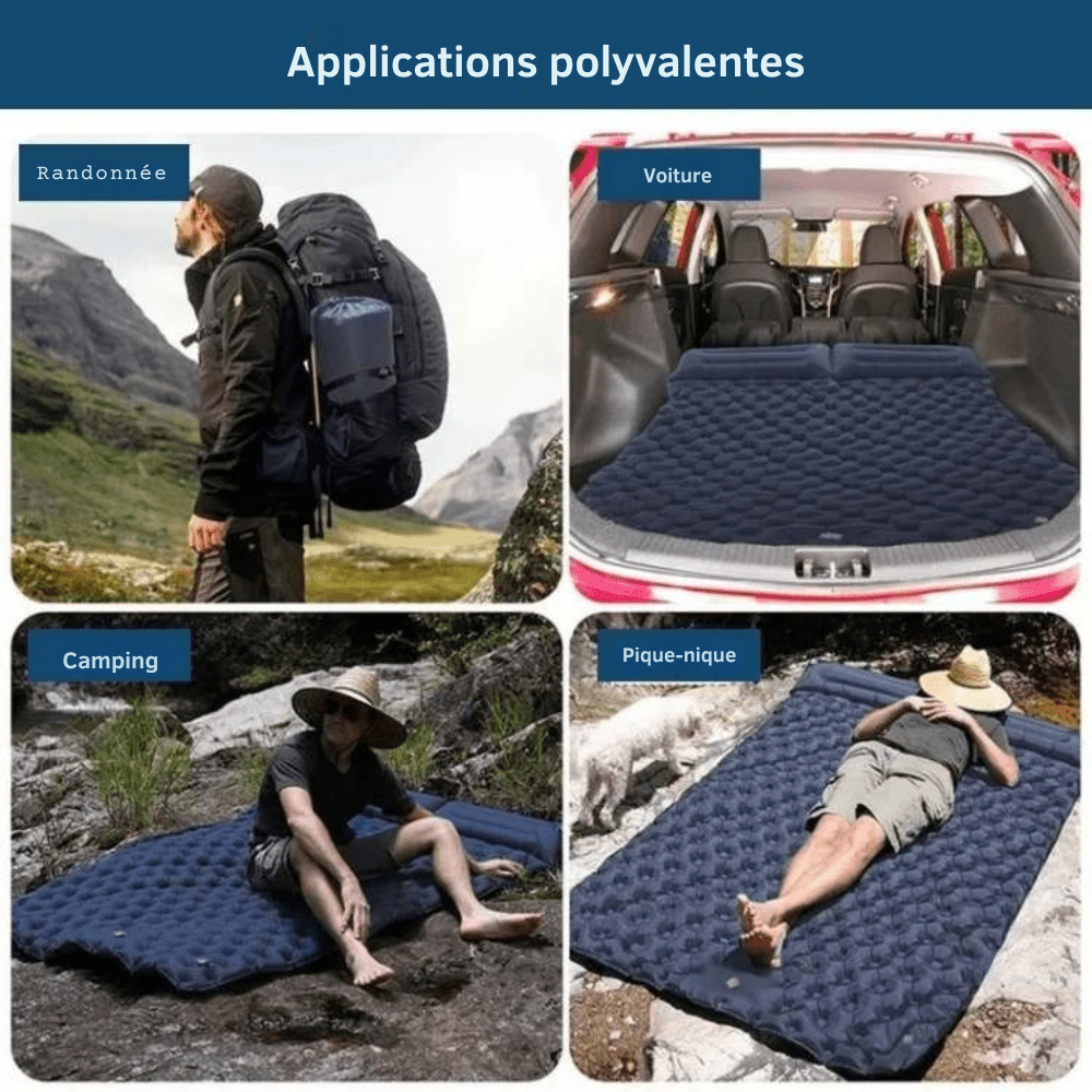 Aufblasbares Doppel-Luftbett mit integriertem Kissen – Selbstaufblasend, ideal für Camping & Gäste