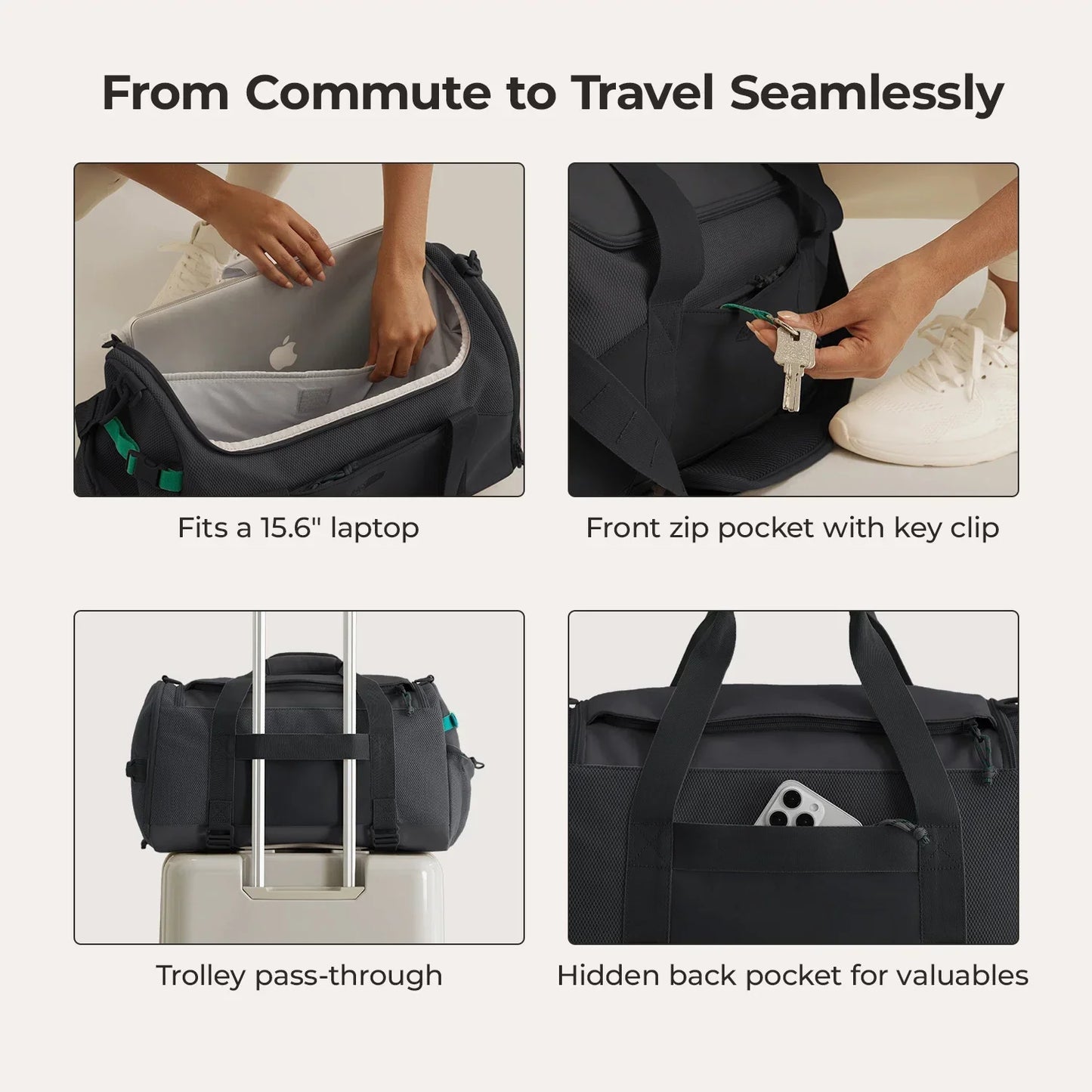 Duffel Bag 36L – Wasserabweisende Sport- & Reisetasche mit Schuhfach & Mehreren Fächern