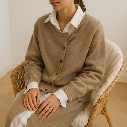 Damen Strickjacke mit Knöpfen – Klassischer Cardigan für Alltag & Büro