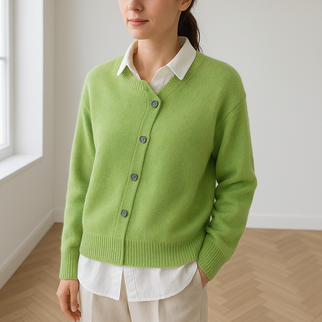 Damen Strickjacke mit Knöpfen – Klassischer Cardigan für Alltag & Büro